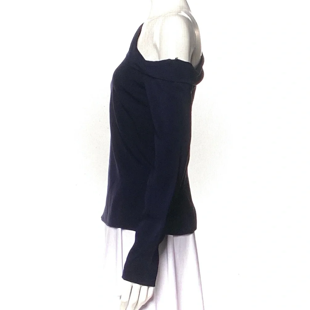 Cushnie et Ochs Navy One-Shoulder Gathered Sleeved Top NWT